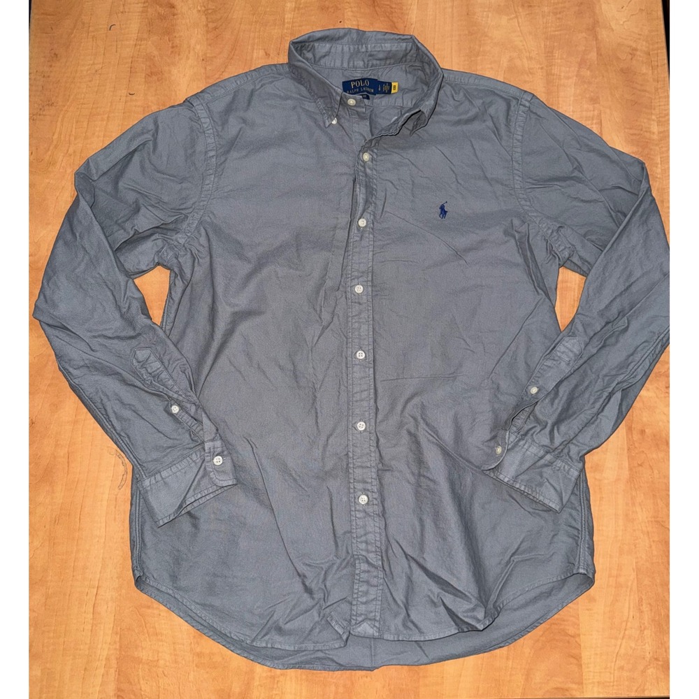 Polo Ralph Lauren Mens Classic Fit Grey Oxford Button Down Shirt Large